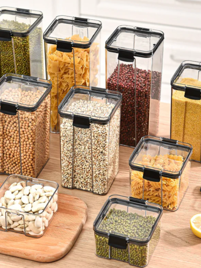 Sealed Jars Kitchen Grain Storage Organizer Large Tank Plastic Moisture-proof Storage Box Household Seasoning Jars Set