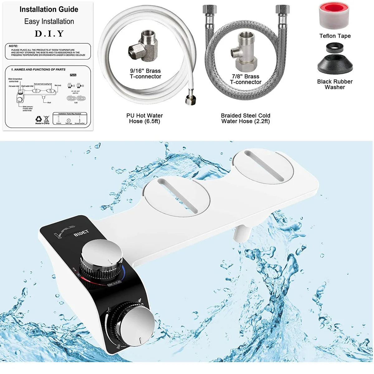 Non-Electric Bidet Toilet Seat Attachment