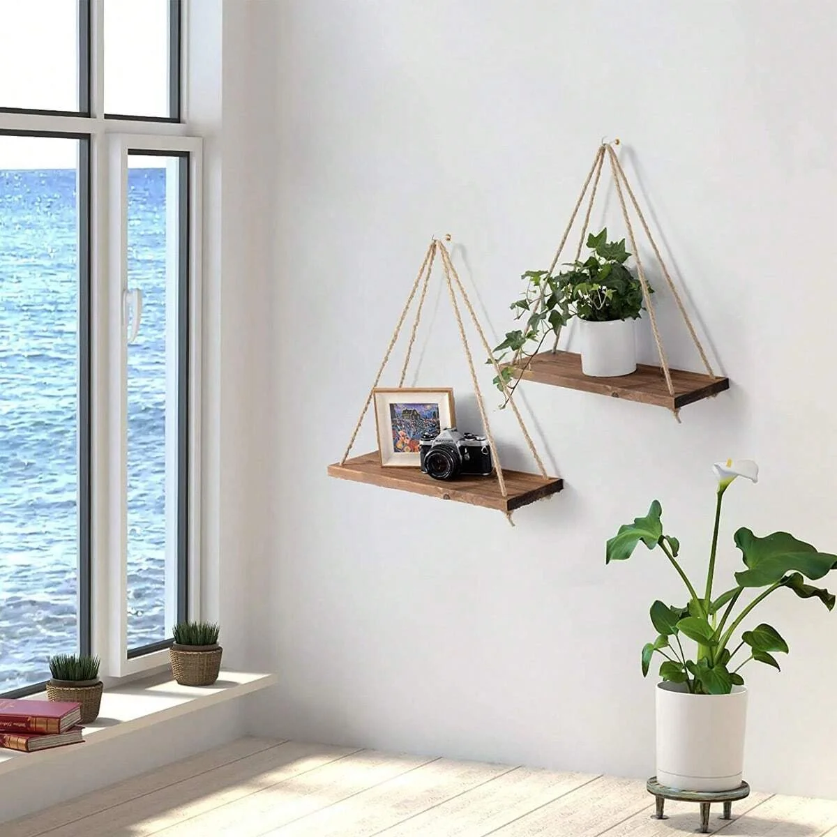 Wood Hanging Shelf Rope - Image 2