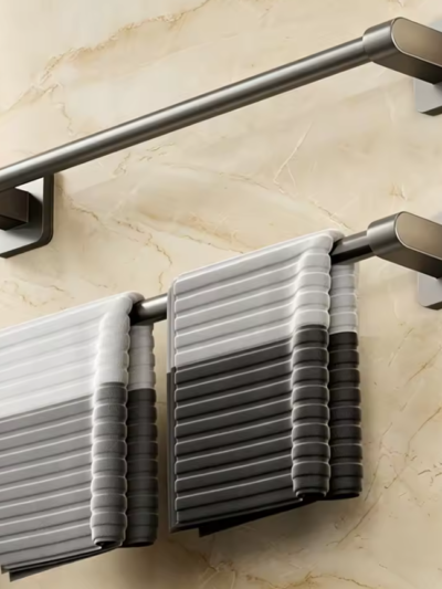 Bathroom Towel Holde Without Drilling Bathroom Black Towel Rack Towel Bar Self-Adhesive Bathroom Towel Rack Towel Rail