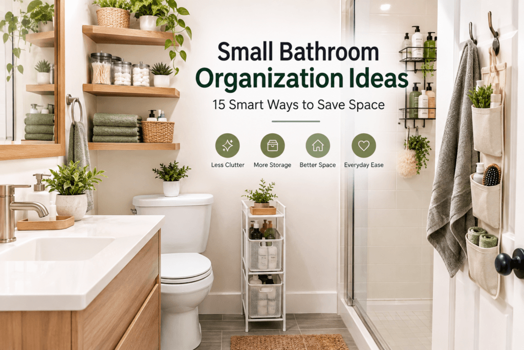 Small bathroom organization ideas with compact storage and organized essentials