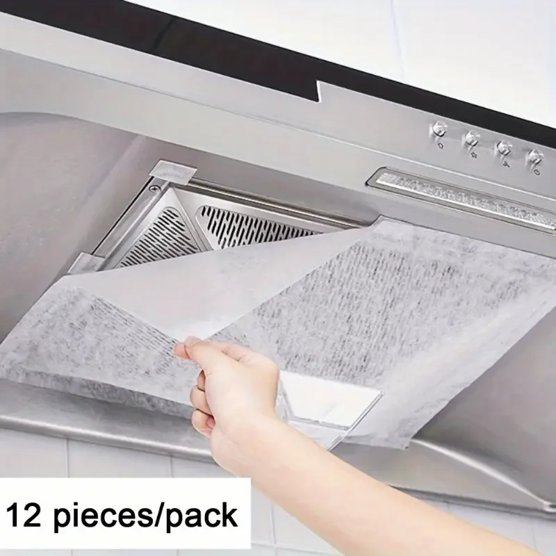 12-Pack Range Hood Filters – Oil-Absorbing Kitchen Vent Hood Covers